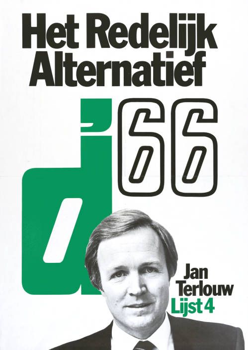 Affiche D66 1981 "Het redelijk alternatief"