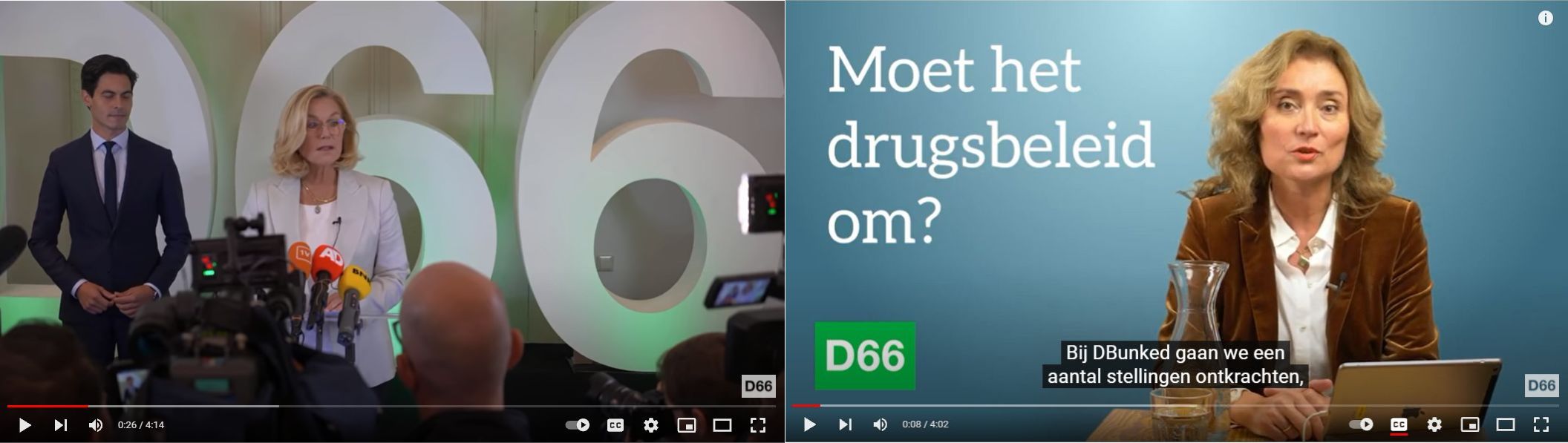 Twee voorbeelden van D66 filmpjes op Youtube