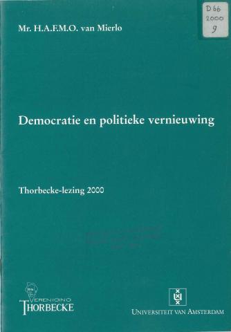 Voorkant van de gedrukte Thorbecke-lezing door Hans van Mierlo