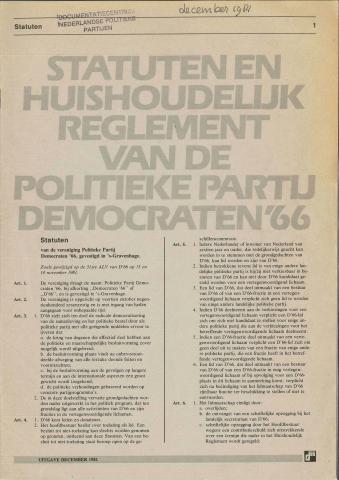 Voorkant van de statuten en HR van D66 uit 1981