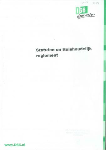Voorkant van de statuten en HR van D66 uit 2002