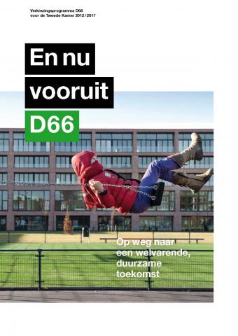 Voorkant van het D66 programma voor de Tweede Kamerverkiezingen van 2012