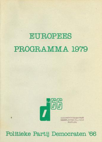 Voorkant van het D66 programma voor de Europese verkiezingen in 1979