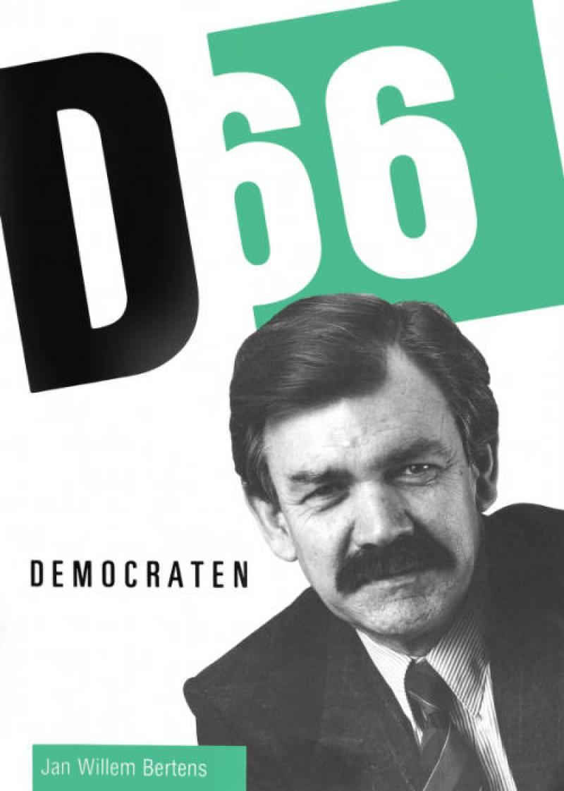 Affiche met lijsttrekker Bertens in de aanloop naar de Europese verkiezingen van juni 1989. Affiche met lijsttrekker Bertens