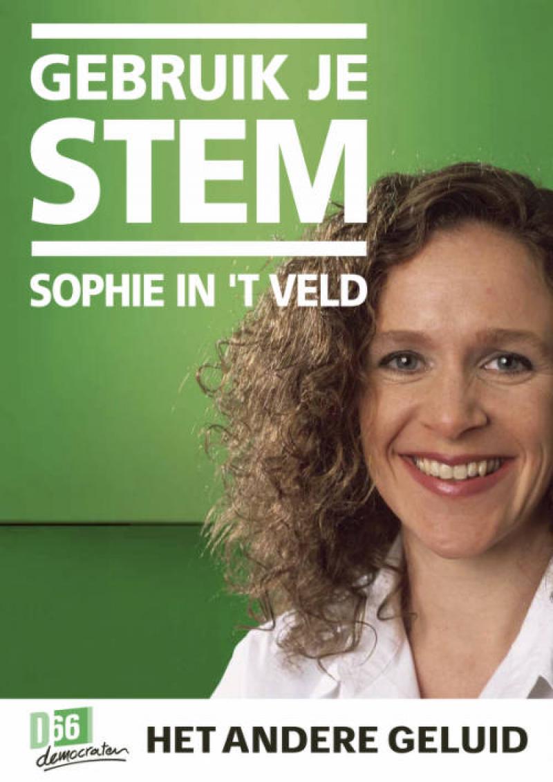 Verkiezingsaffiche met Sophie in 't Veld